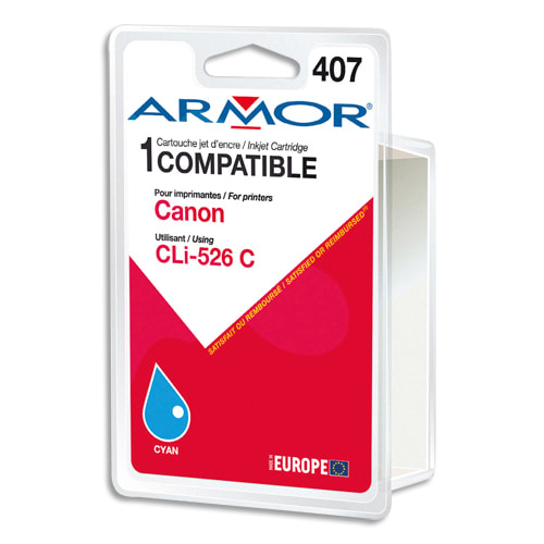 ARMOR Cartouche compatible Jet d'encre Cyan CANON CLi-526 B12562R1 photo du produit Principale L