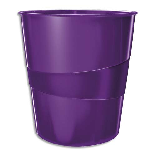 LEITZ Corbeille à papier 15 litres WOW - Dimensions : Ø 29 x H32,4 cm. Finition laquée. Coloris Violet photo du produit Principale L