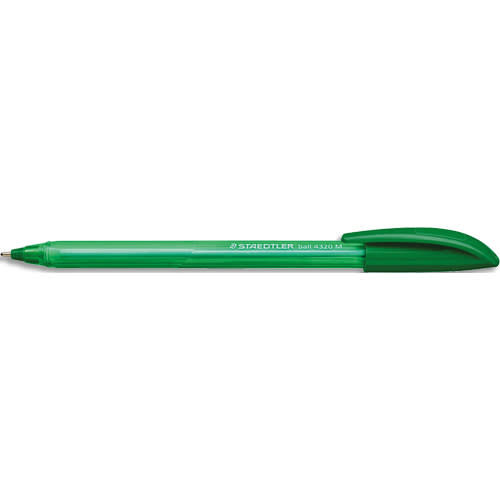 STAEDTLER Stylo bille 4320. Corps triangulaire et capuchon. Pointe moyenne 1 mm. Coloris vert photo du produit Principale L