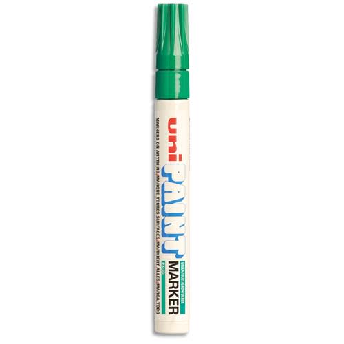 UNI-BALL Marqueur peinture huile indélébile pointe moyenne ogive corps métal coloris Vert foncé UNI PAINT photo du produit Principale L