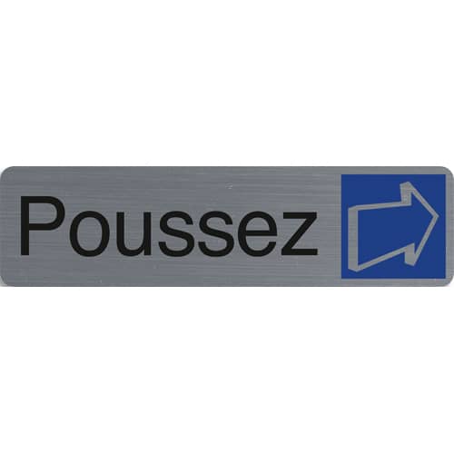 EXACOMPTA Plaque adhésive imitation aluminium Poussez 16,5X4,4 cm 67155E photo du produit Principale L