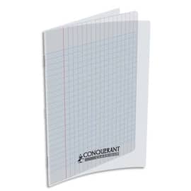 CONQUERANT C9 Cahier piqûre 17x22cm 48 pages 90g grands carreaux Seyès. Couverture polypropylène incolore photo du produit