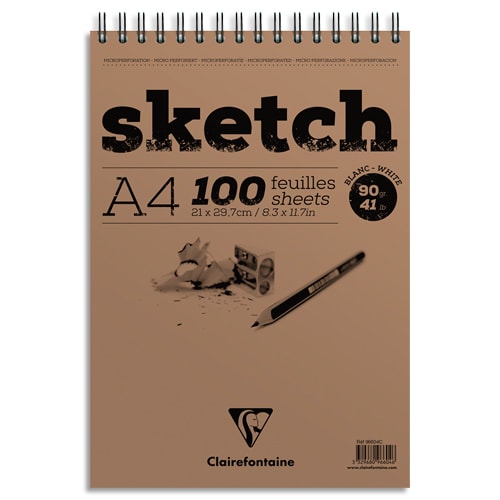 CLAIREFONTAINE Bloc Sketch croquis RI A4 100F 90g blanc photo du produit Principale L