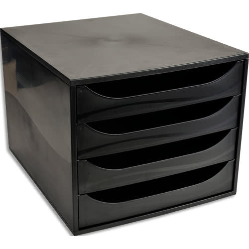 Module de classement ECO Ecoblack, 4 tiroirs. Dim. (l x h x p) : 28,4 x 23,4 x 34,8 cm. Coloris Noir photo du produit Principale L