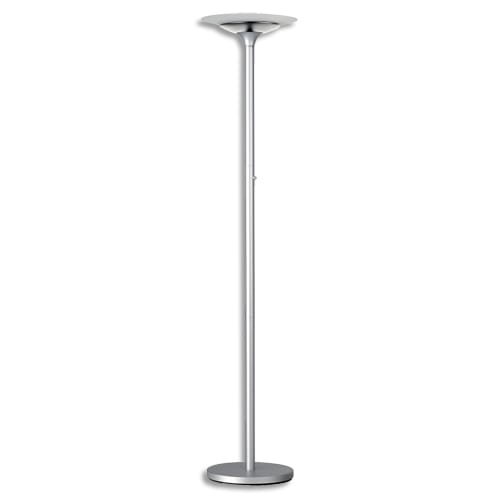 UNILUX Lampadaire à LEDS Variaglass Gris métal avec vasque verre, H180 cm, Socle D34 cm, vasque D36xH6 cm photo du produit Principale L