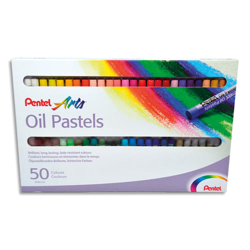 PENTEL Boîte de 50 pastels à l'huile diamètre 8 mm, couleurs assorties photo du produit Principale L