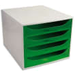 Module de classement ECO 4 tiroirs, Gris/Vert translucide - Dim. : L28,4 x H23,4 x P34,8 cm photo du produit