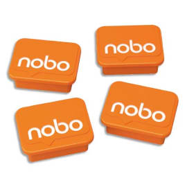 NOBO Paquet de 4 aimants pour tableaux blancs ou en verre magnétiques, 18 x 22 mm, orange, 1905327 photo du produit