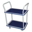 WONDAY Chariot double plateau Bleu en acier Blanc, antidérapant, mobile - Plateau : 72,5 x 46,5 cm photo du produit