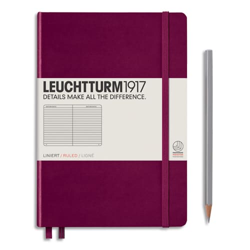 LEUCHTTURM 1917 Carnet rigide 14,8x21cm 251 pages lignées numérotées. Coloris Bordeaux photo du produit Principale L