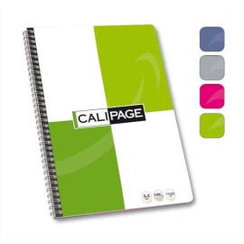 CALIPAGE Cahier spirale 17x22 100 pages petits carreaux 90g. Couverture carte assortie photo du produit