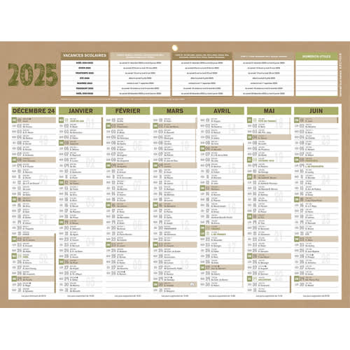 CBG Calendrier TENDANCE maxi,Janvier à Décembre 2024, 43x65cm, 2 œillets et  1 cordonne