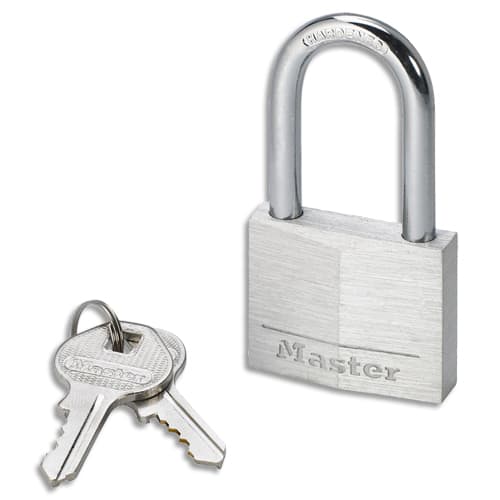 MASTER LOCK Cadenas en aluminium largeur 40 mm anse 24 mm. Livré avec 2 clés. Sous blister photo du produit Principale L