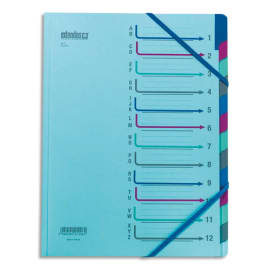 EXTENDOS Trieur 12 compartiments Bleu, en carte forte avec élastique de fermeture photo du produit