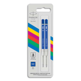 PARKER Blister de 2 recharges gel PARKER. Pointe moyenne. Encre bleue photo du produit