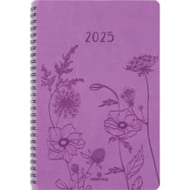 OBERTHUR Agenda PRIMROSE 25, spiralé, Janvier à Décembre 2025, format 17x24,5cm Prune photo du produit