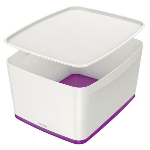 LEITZ Boîte MYBOX medium avec couvercle en ABS. Coloris Blanc fond Violet photo du produit Principale L