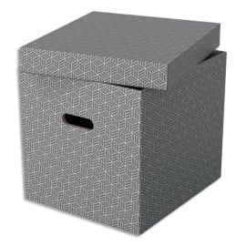 ESSELTE Boîte de rangement/cadeau, lot de 3, format cube, gris, 628289 photo du produit