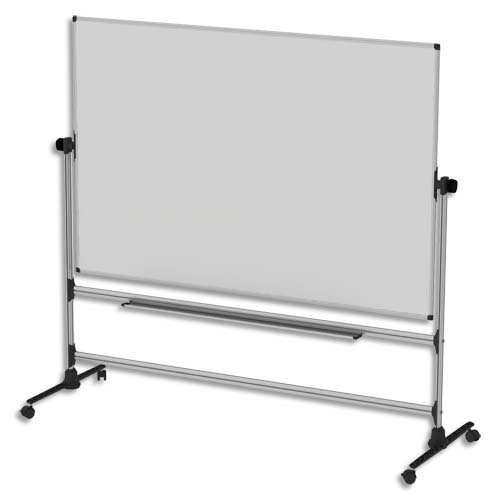 Tableau Blanc Emaillé Mobile Double Face Magnétique Effaçable à Sec avec  Cadre en Aluminium 120x90cm