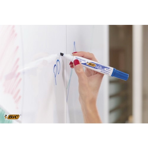 BIC Velleda 1701 ECOlutions Feutres pour Tableau Blanc Effaçables à Sec à  Pointe Conique Moyenne - Noir