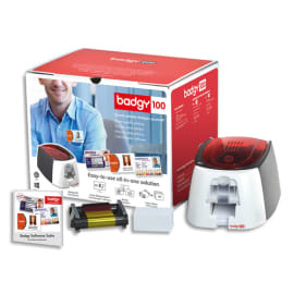 EVOLIS Badgy Imprim Badgy100+1 ruban coul 50 imp+50 cartes PVC &eacute;paisses+logiciel Badge Studio B12U0000RS photo du produit
