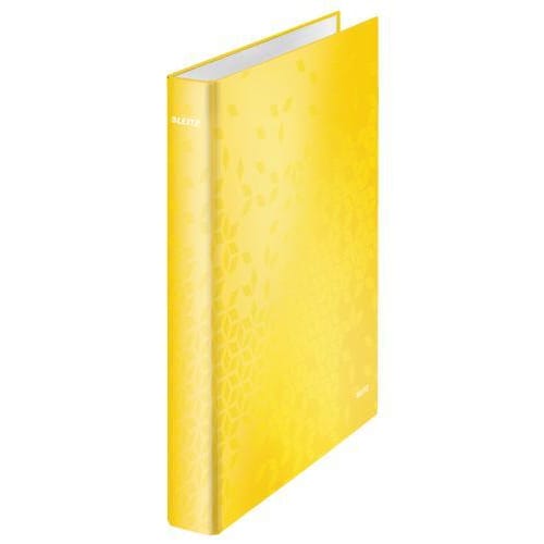 LEITZ Classeur 4 anneaux Ø25 WOW en carton pelliculé. Dos 4 cm. Format A4+. Coloris Jaune photo du produit Principale L