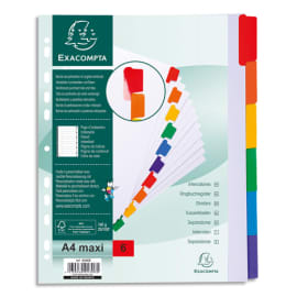 EXACOMPTA Jeu d'intercalaire 6 positions en carte Blanche 170g, onglets Mylar. Format A4+. photo du produit