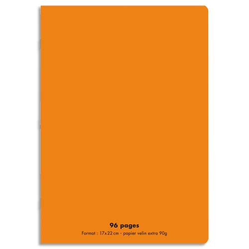 CONQUERANT C9 Cahier piqûre 17x22cm 96 pages 90g grands carreaux Seyès. Couverture polypropylène Orange photo du produit Principale L