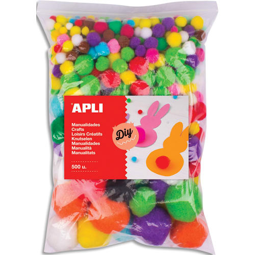 APLI KIDS Sachet de 500 pompons couleurs assorties photo du produit Principale L