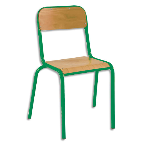 SODEMATUB Lot de 4 chaises scolaire ALEXIS, hêtre, assise 35 x 36 cm, haut.assise 43 cm, taille 5, vert photo du produit Principale L