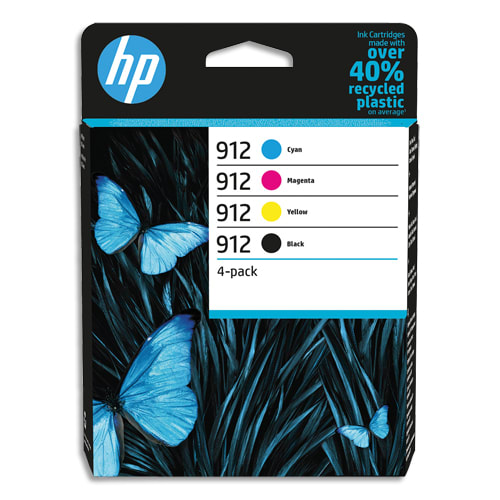 HP Pack de 4 cartouches jet d'encre 912 6ZC74AE photo du produit