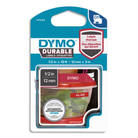 DYMO Ruban D1 Durable 12mmx3m Blanc sur Rouge 1978366 photo du produit