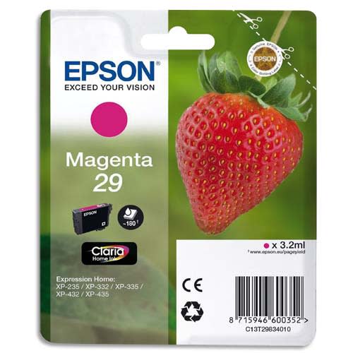 EPSON Cartouche Jet d'Encre Claria Home Magenta ''Fraise'' 29 (T2983) - C13T29834012 photo du produit Principale L