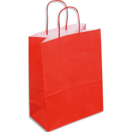 Paquet de 50 sacs kraft rouge poignées torsadées 180 + 80 x 220 mm photo du produit