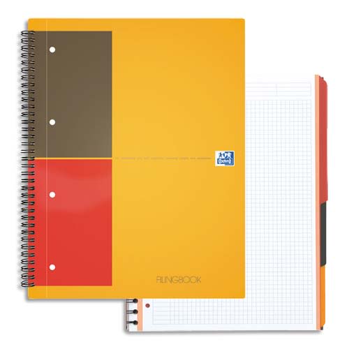 OXFORD Cahier Filingbook spirales 200 pages perforées 80g 5x5 21x31,8cm Couverture polypro Gris photo du produit Principale L