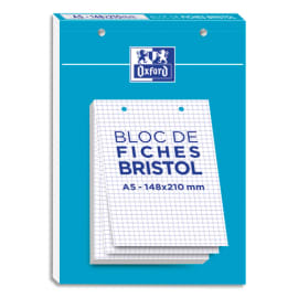 OXFORD Bloc de 30 feuilles BRISTOL perforées 14,8 x 21 cm 210g 5x5 Blanc photo du produit