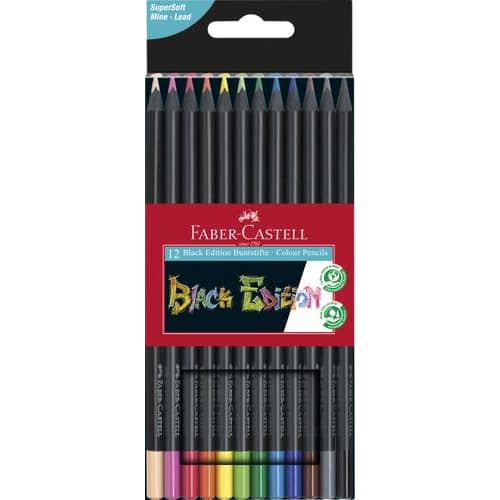 FABER CASTELL Pochette de 12 crayons de couleur Black Edition photo du produit Principale L