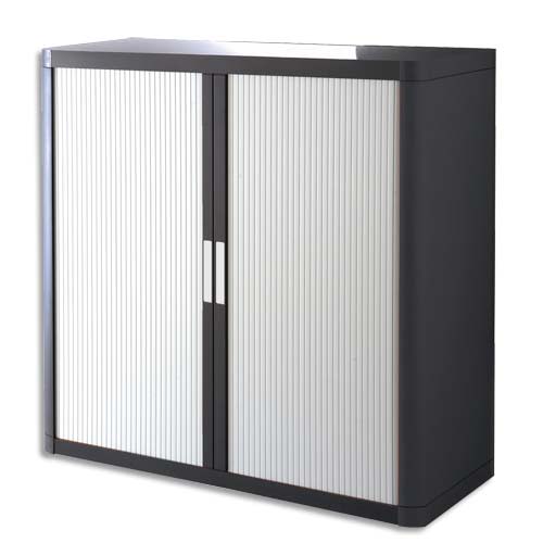 PAPERFLOW EasyOffice armoire démontable corps en PS teinté Noir Blanc - Dimensions L110xH104xP41,5 cm photo du produit Principale L