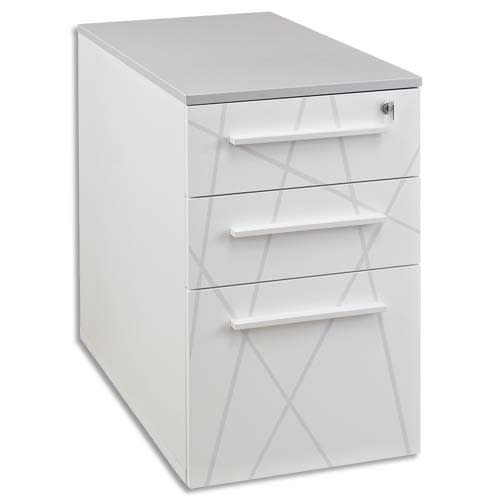 GAUTIER OFFICE Caisson hauteur bureau Sunday Blanc Graphic 3 tiroirs dont 1DS - Dim. : L42 x H71 x P80 cm photo du produit Principale L