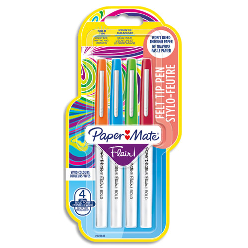 PAPERMATE Blister de 4 feutres Flair Bold assortis photo du produit Principale L