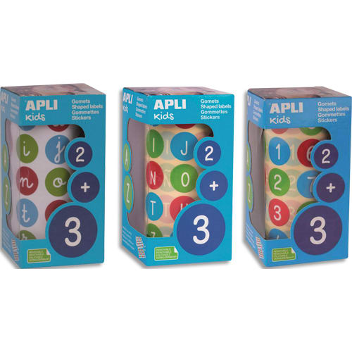 Apli Kids Pack de 4 rouleaux de gommette ronde XL Ø20mm couleurs assorties