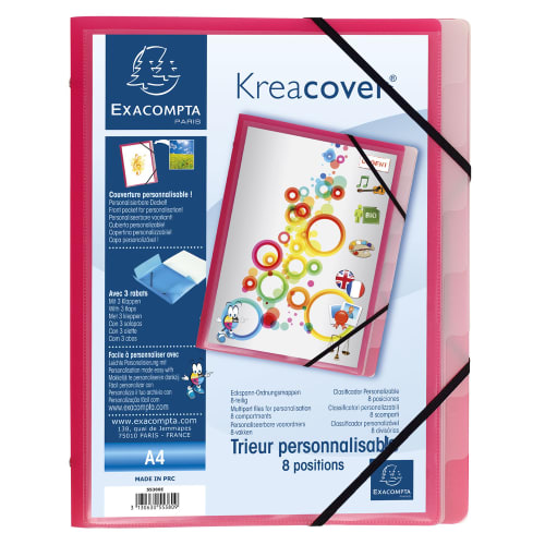 EXACOMPTA Trieur personnalisable KREACOVER, 8 compartiments, en polypropylène, assortis photo du produit Secondaire 1 L