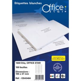 OFFICE STAR Boîte de 400 étiquettes multi-usage Blanches 105X148,5mm OS43483 photo du produit