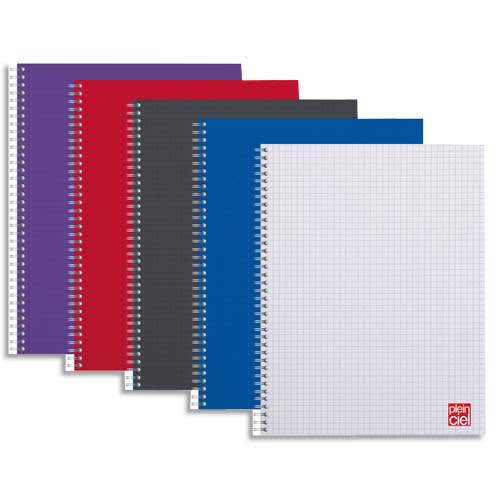 PLEIN CIEL Cahier spirale 14,8x21 100 pages petits carreaux 5x5 70g. Couverture polypro assortie photo du produit Principale L