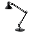ALBA Lampe Architecte noire. Double bras. Socle lesté, pince ou fixation murale. Livrée sans ampoule. photo du produit