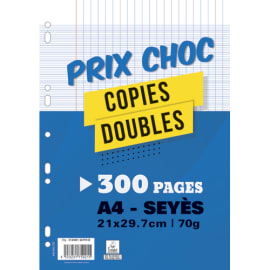 Lot de 300 pages copies doubles grand format A4 grands carreaux Seyès 70g perforées photo du produit