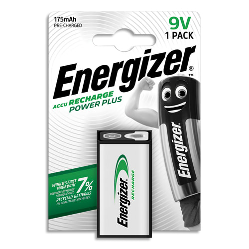 ENERGIZER Pile Power Plus Rechargeable 9V 6LR61 175 mAh, pack de 1 pile photo du produit