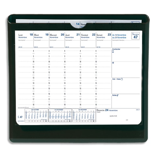QUO VADIS Agenda bureau Blockhebdo socle Noir + rech Janvier à Décembre 2024 format du socle : 22x21cm photo du produit Principale L