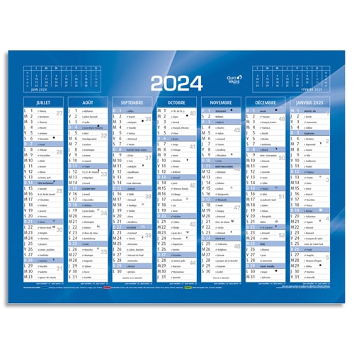 QUO VADIS 1 Calendrier Semestriel 2024, Format: 13,5x18 cm Coloris : Bleu  NEUF