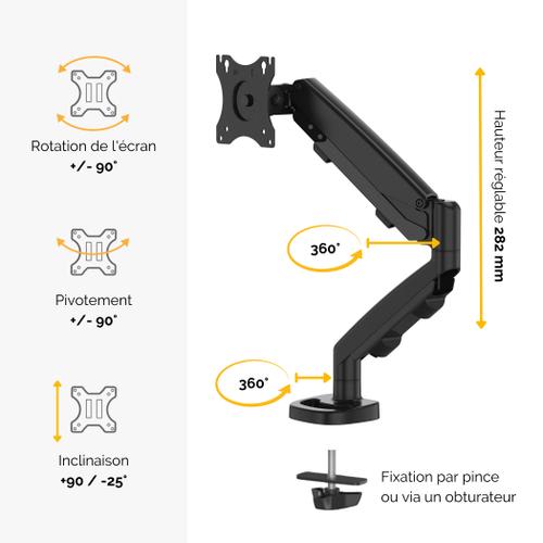 Fellowes Bras support écran double EPPA - Noir - JPG